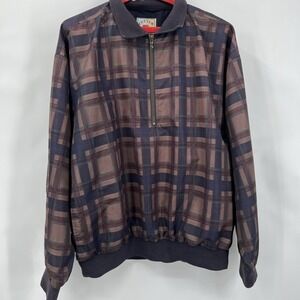 VTG Y2K Cutter & Buck Men's Golf‎ Windbreaker Quarter Zip Plaid Preppy M/L